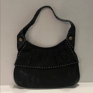 BCBGMaxAzria Black Shoulder Bag with White Stitching